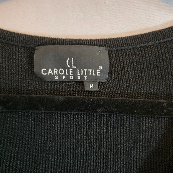 CAROLE LITTLE SPORT CARDIGAN BLACK FLORAL BEADED EMBELLISHMENTS SIZE MEDIUM - Picture 2 of 7